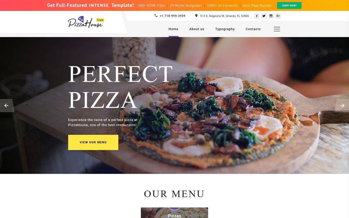 Tema HTML5 gratuito per il sito web del ristorante Modello di sito web - Ecom Necks