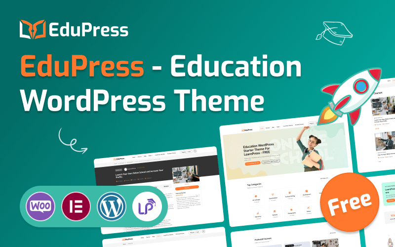 Tema WordPress per l'istruzione per LearnPress (gratuito) - EduPress - Ecom Necks